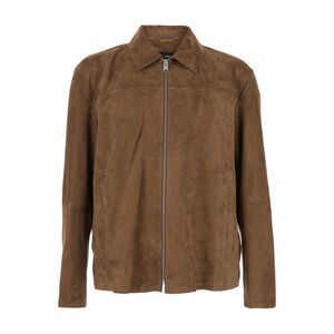 Arma Men Brown Jacket With Classic Collar In Suede For Men